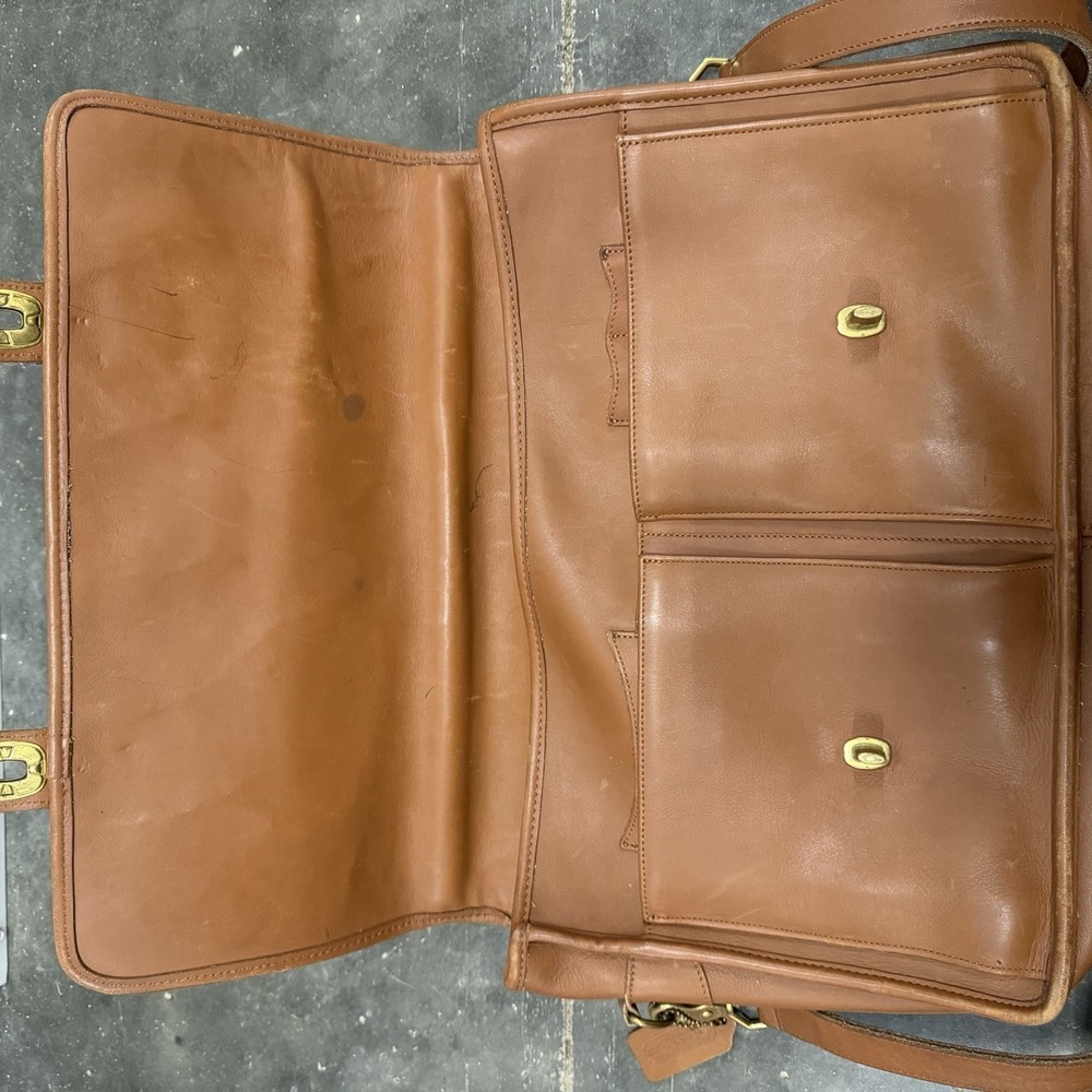 Vintage Coach Leather Laptop Briefcase Messanger Bag British Tan - Picture 6 of 11